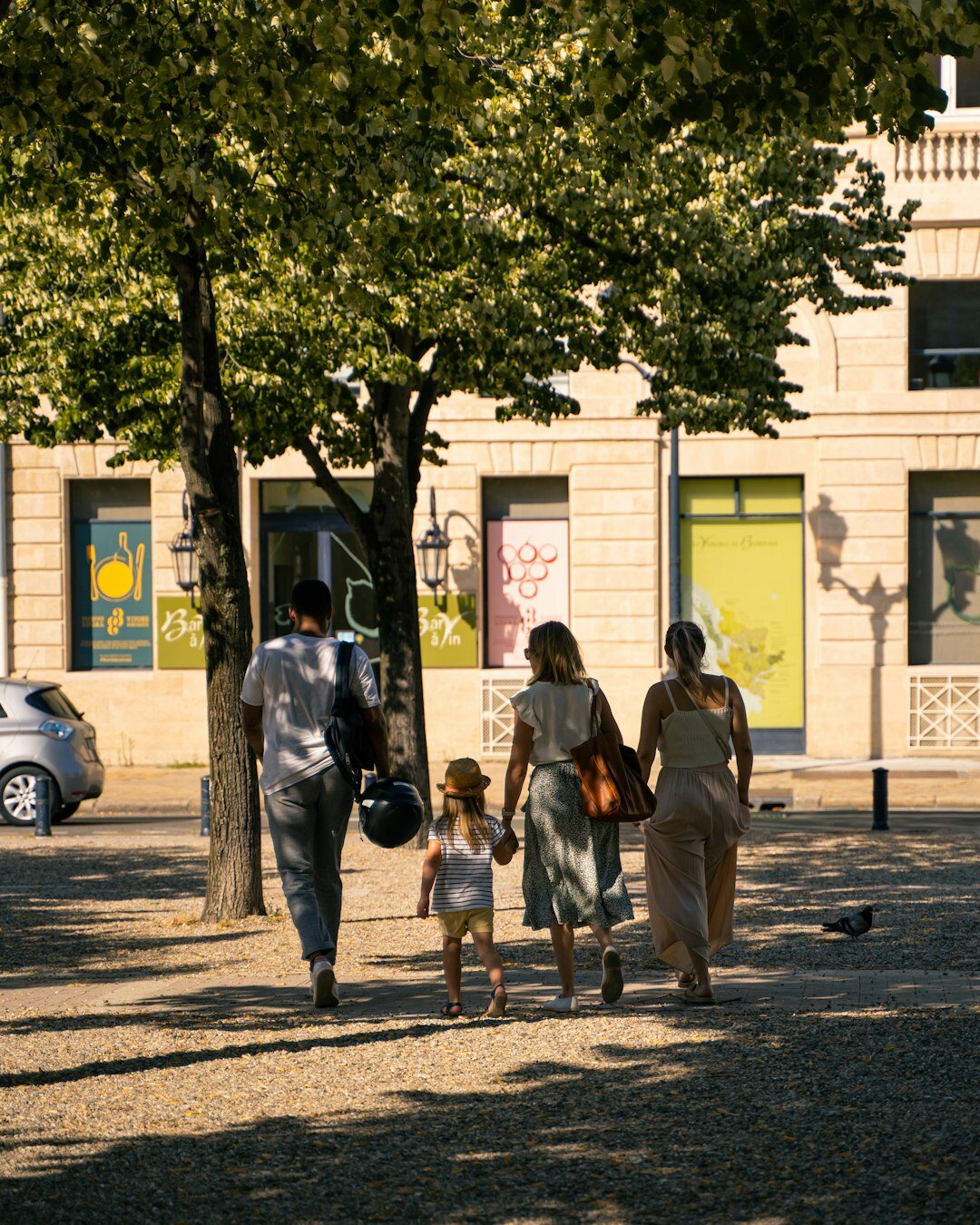 Family walking together outside their home